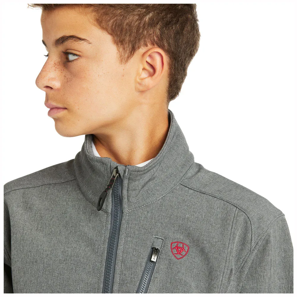 10037366 Ariat Boy's Logo 2.0 Softshell Jacket - Charcoal / Americana