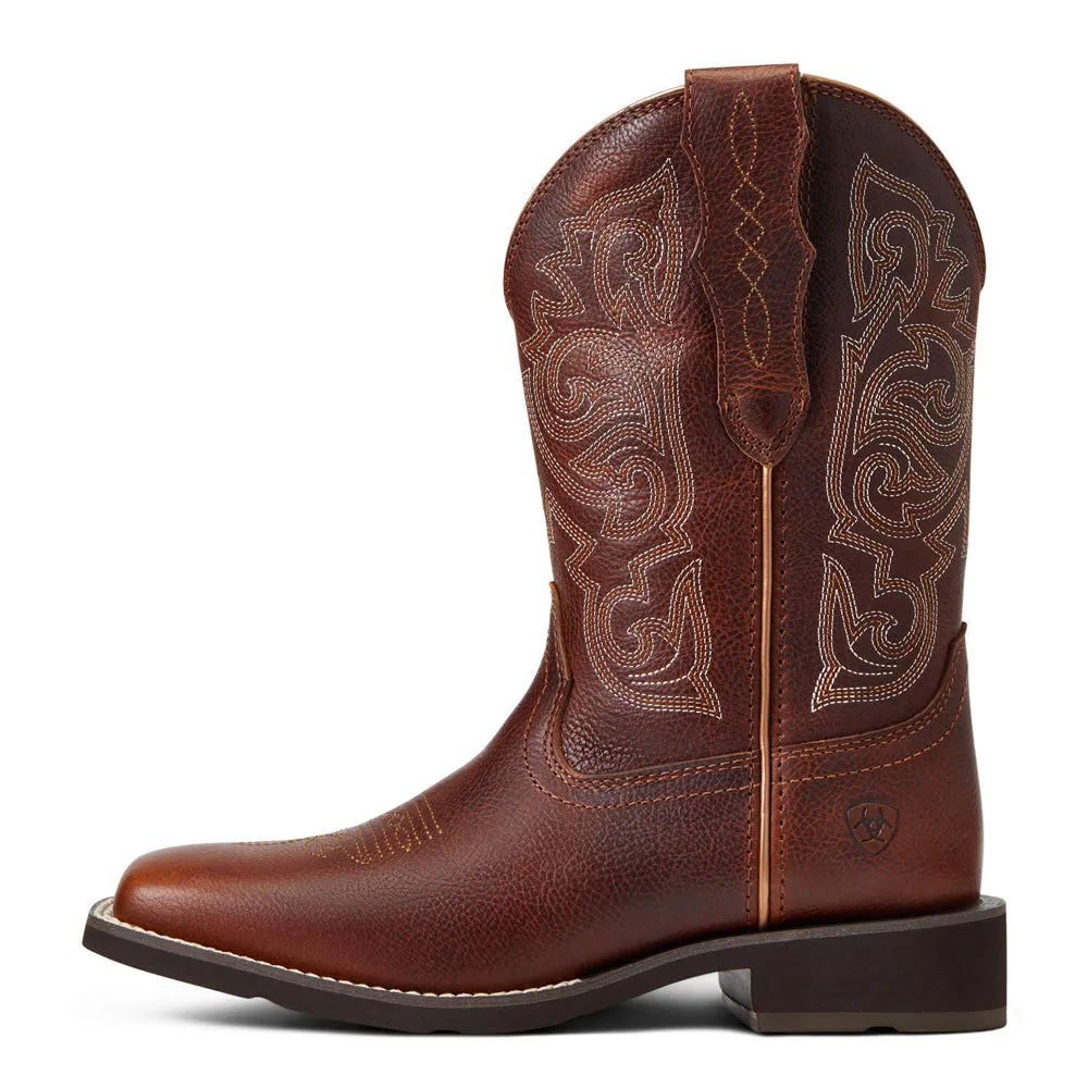 10040284 Ariat Women's Delilah Stretch Fit Square Toe Western Boot - Spiced Cider