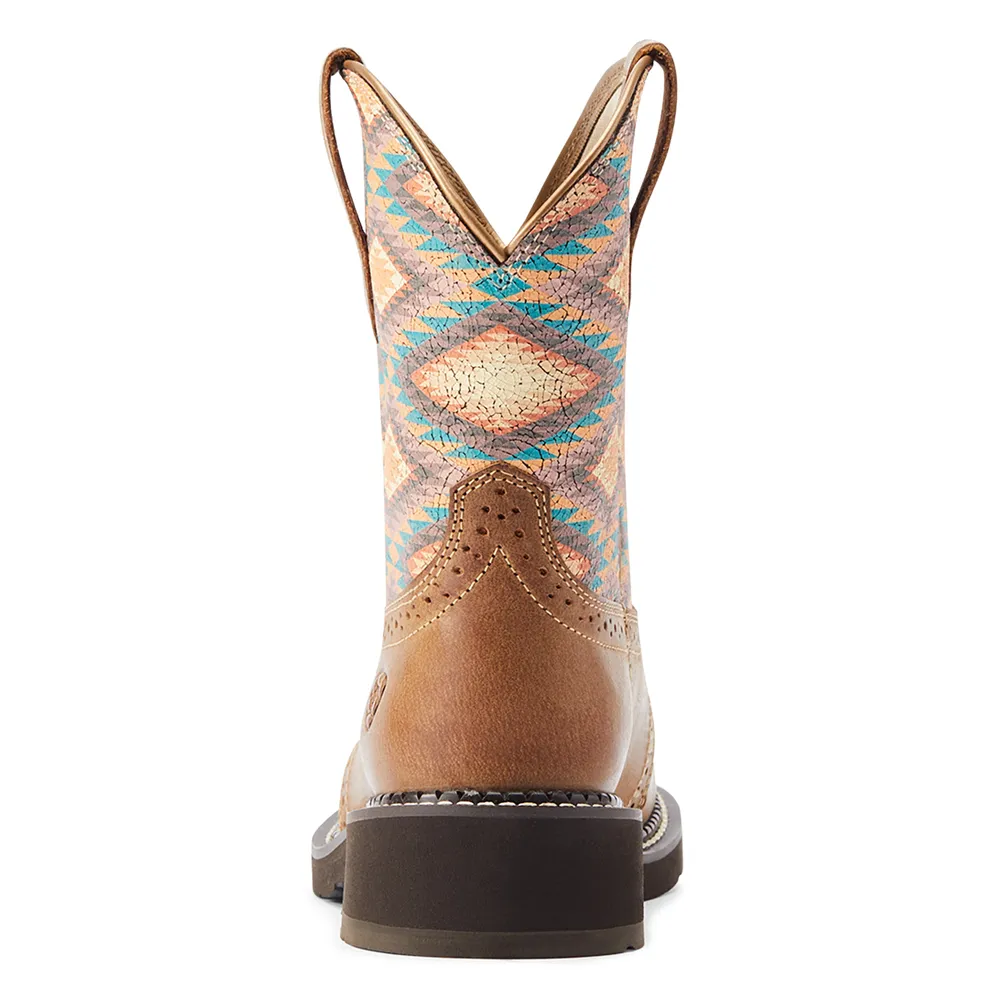 10044438 Ariat Women's FatBaby Heritage Western Boot - Farrah Tan/Aztec