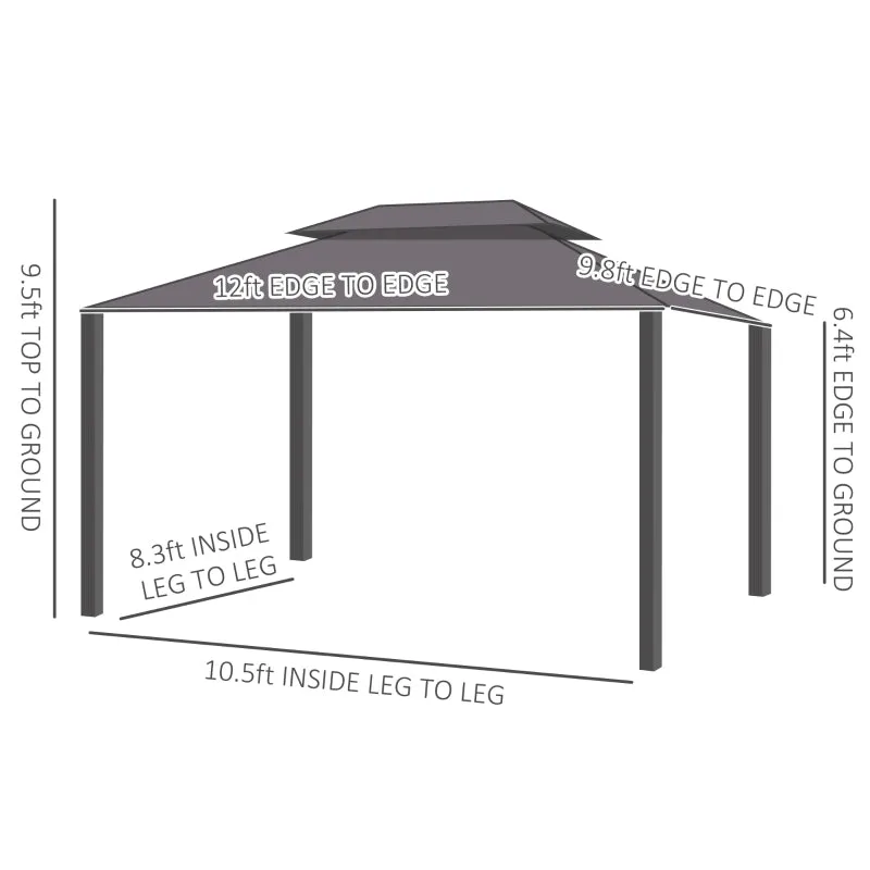 12' x 10' Outdoor Hardtop Gazebo with Netting Sidewalls - Brown