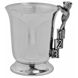 ABC 123 Teddy Bear Handle Pewter Christening Childs Cup