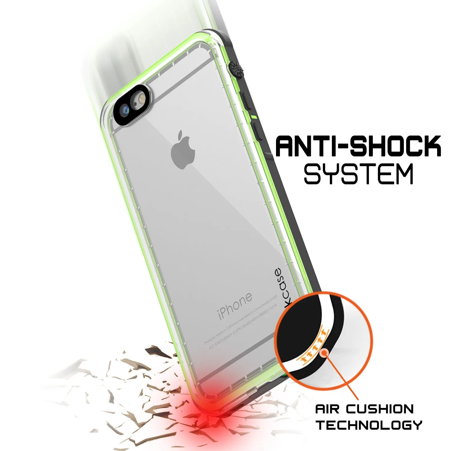 Apple iPhone 7 Waterproof Case, PUNKcase CRYSTAL Light Green  W/ Attached Screen Protector  | Warranty