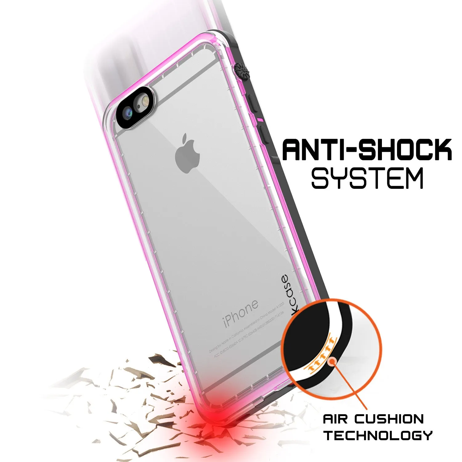 Apple iPhone 7 Waterproof Case, PUNKcase CRYSTAL Pink W/ Attached Screen Protector  | Warranty