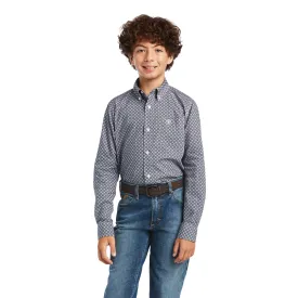 Ariat Boys Bo Classic Fit Carbon Blue Button Down Shirts 10040732