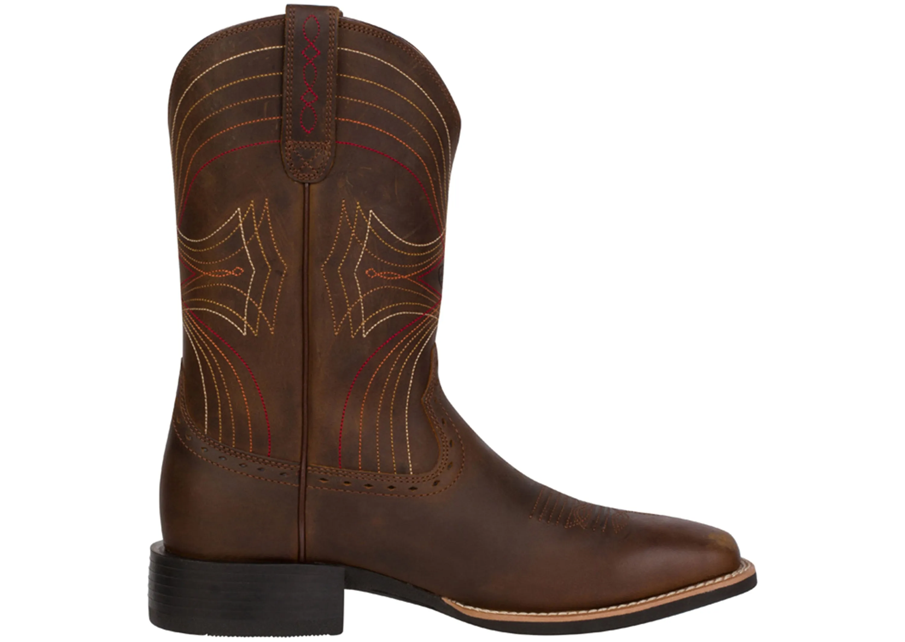 Ariat Sport Wide Square Toe Western Boot Distressed Brown