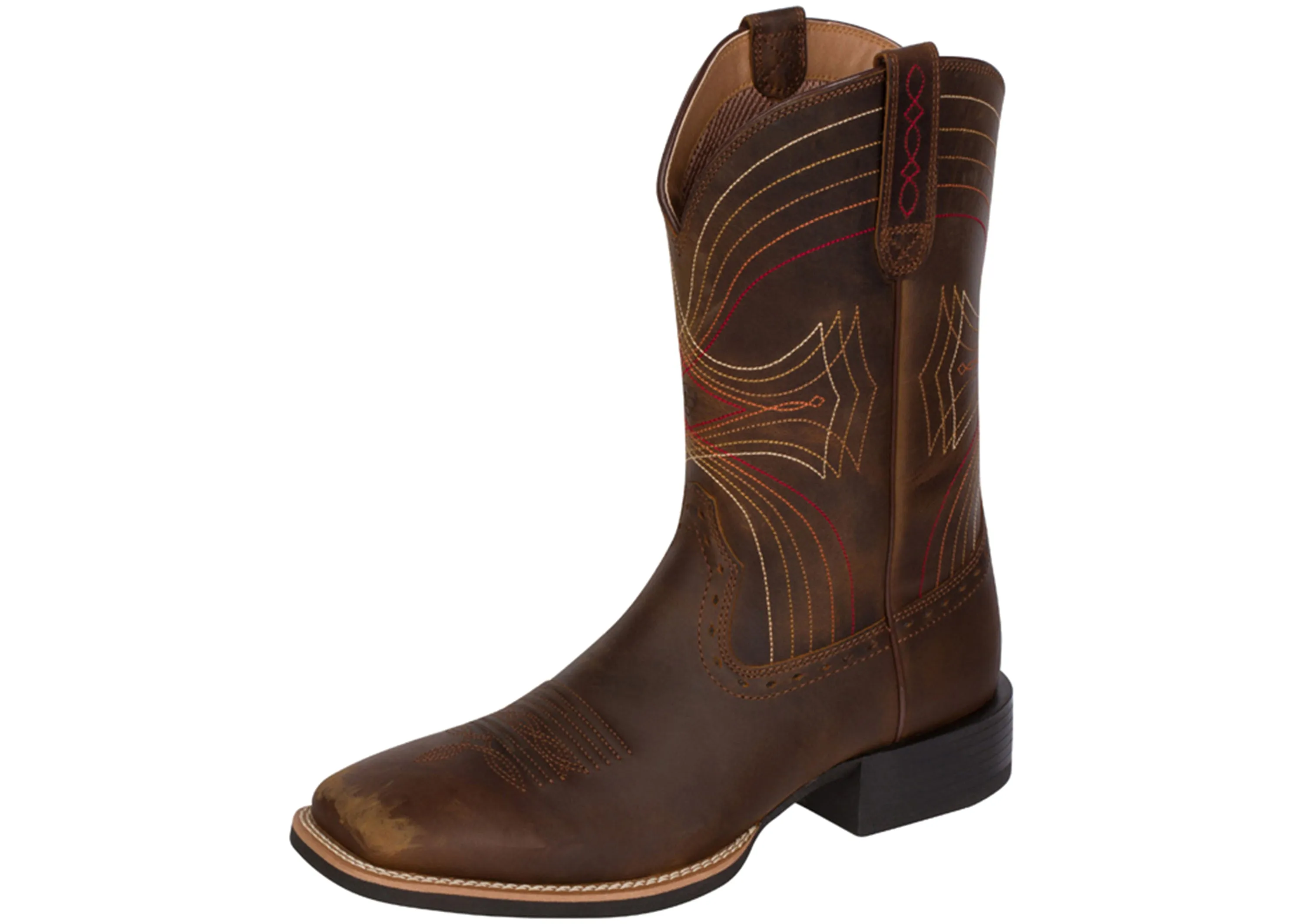 Ariat Sport Wide Square Toe Western Boot Distressed Brown