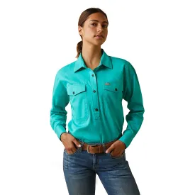 Ariat Womens Half Button L/S Workshirt Turquoise