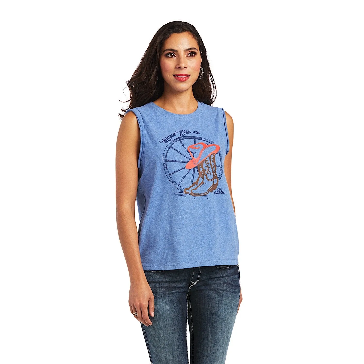 Ariat Womens Mama Sleeveless Tee Reykjavik Blue