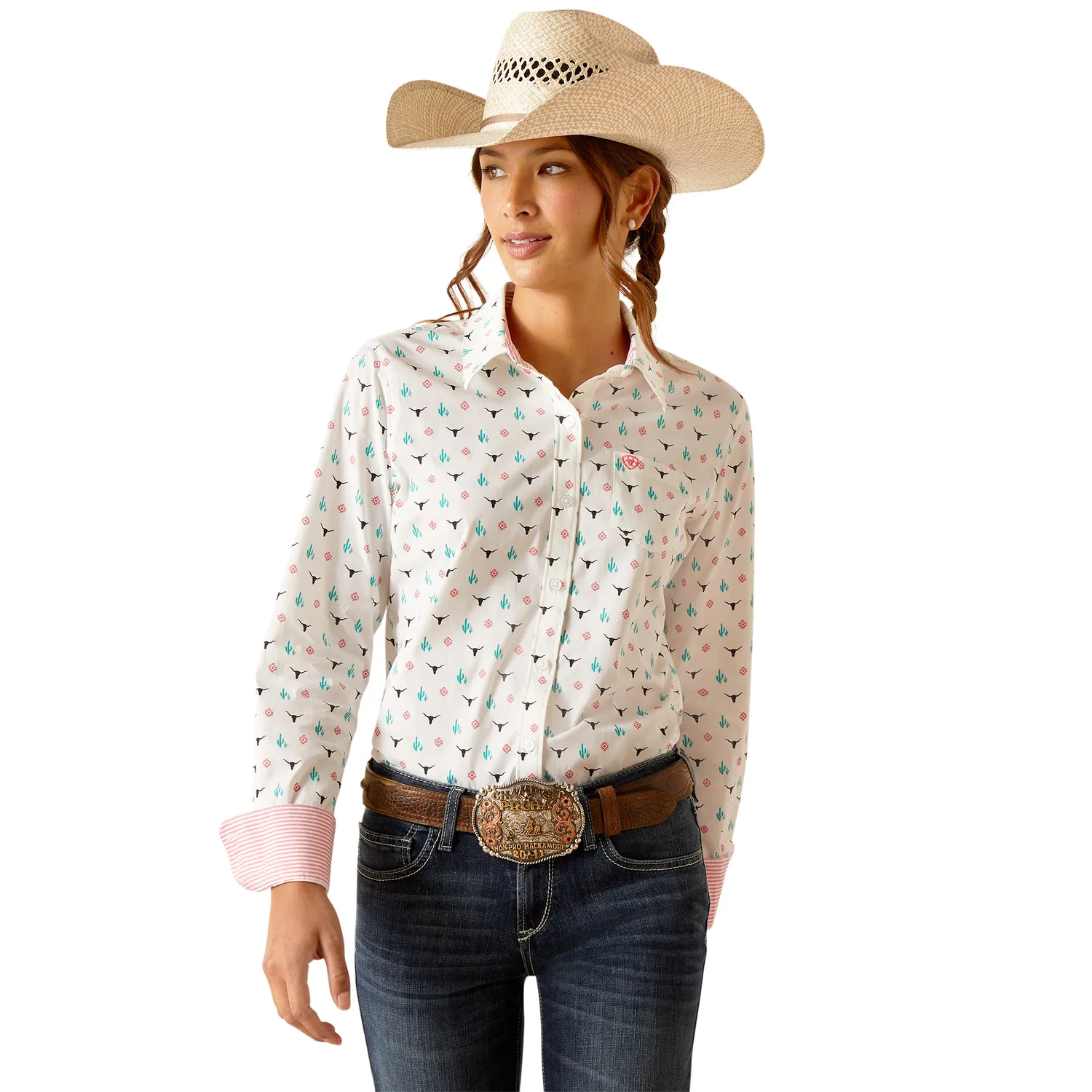 Ariat Women's Wrinkle Resistant Kirby Long Sleeve Shirt - Steer Garden