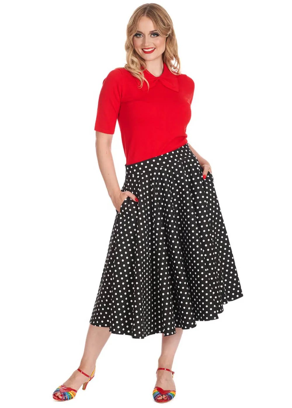 Banned Dot Days 50's Swing Skirt Black