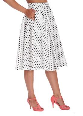 Banned Dot Days 50's Swing Skirt White