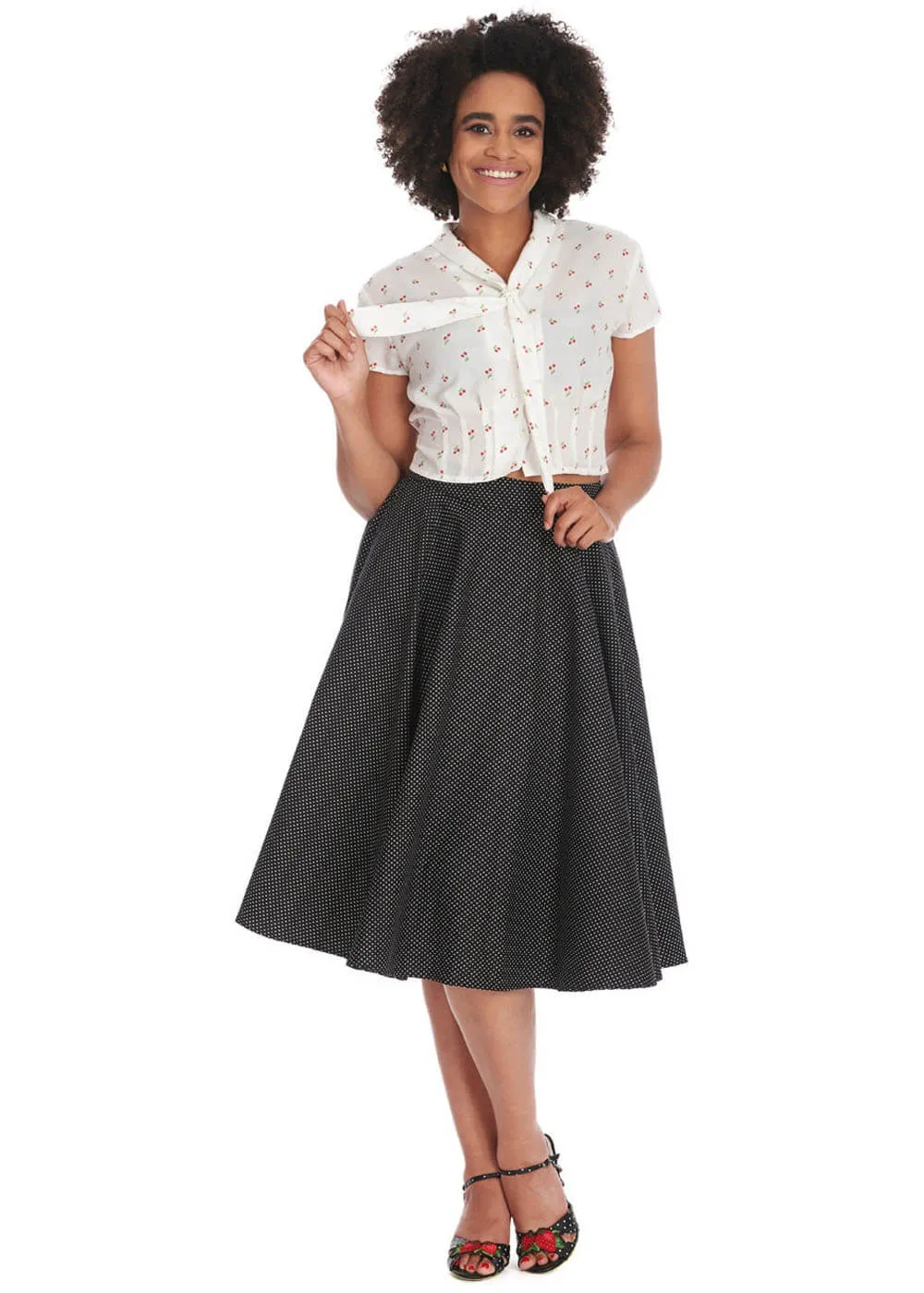 Banned Mini Polka Queen 50's Swing Skirt Black