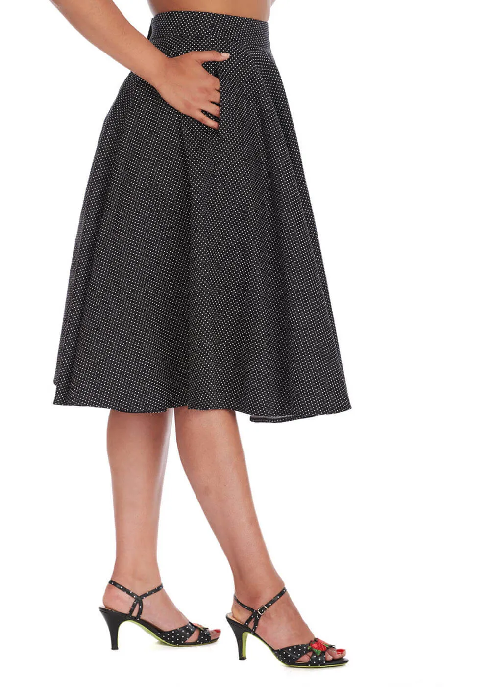 Banned Mini Polka Queen 50's Swing Skirt Black