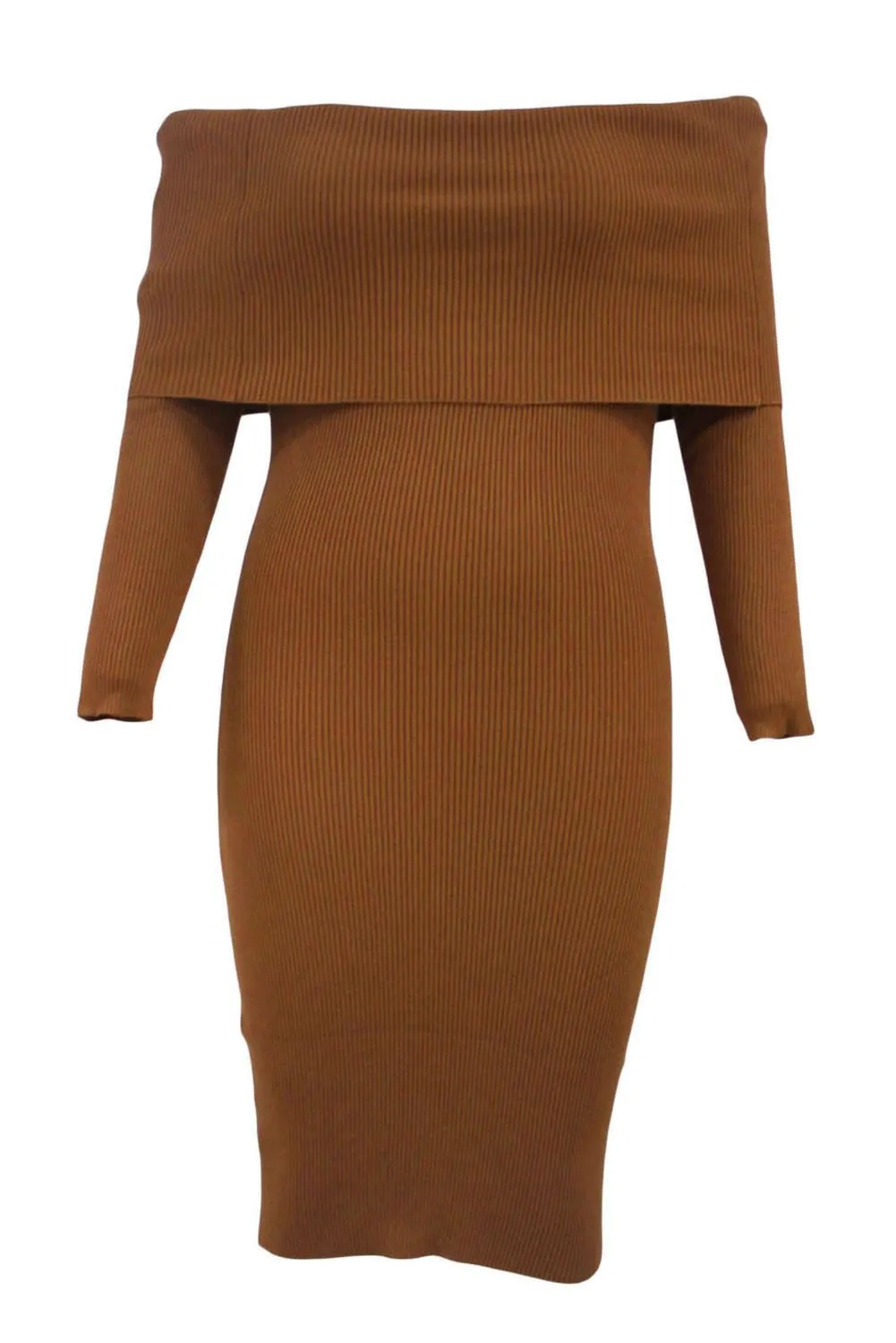 Beige Knit Strapless One Piece Sweater Dress