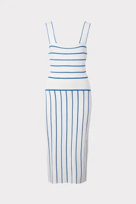 Bicolor Stripe Fit & Flounce Dress