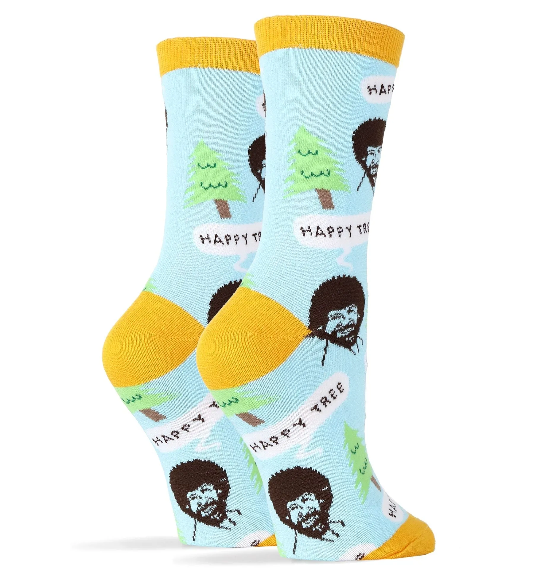 Bob Ross Happy Tree Blue Socks