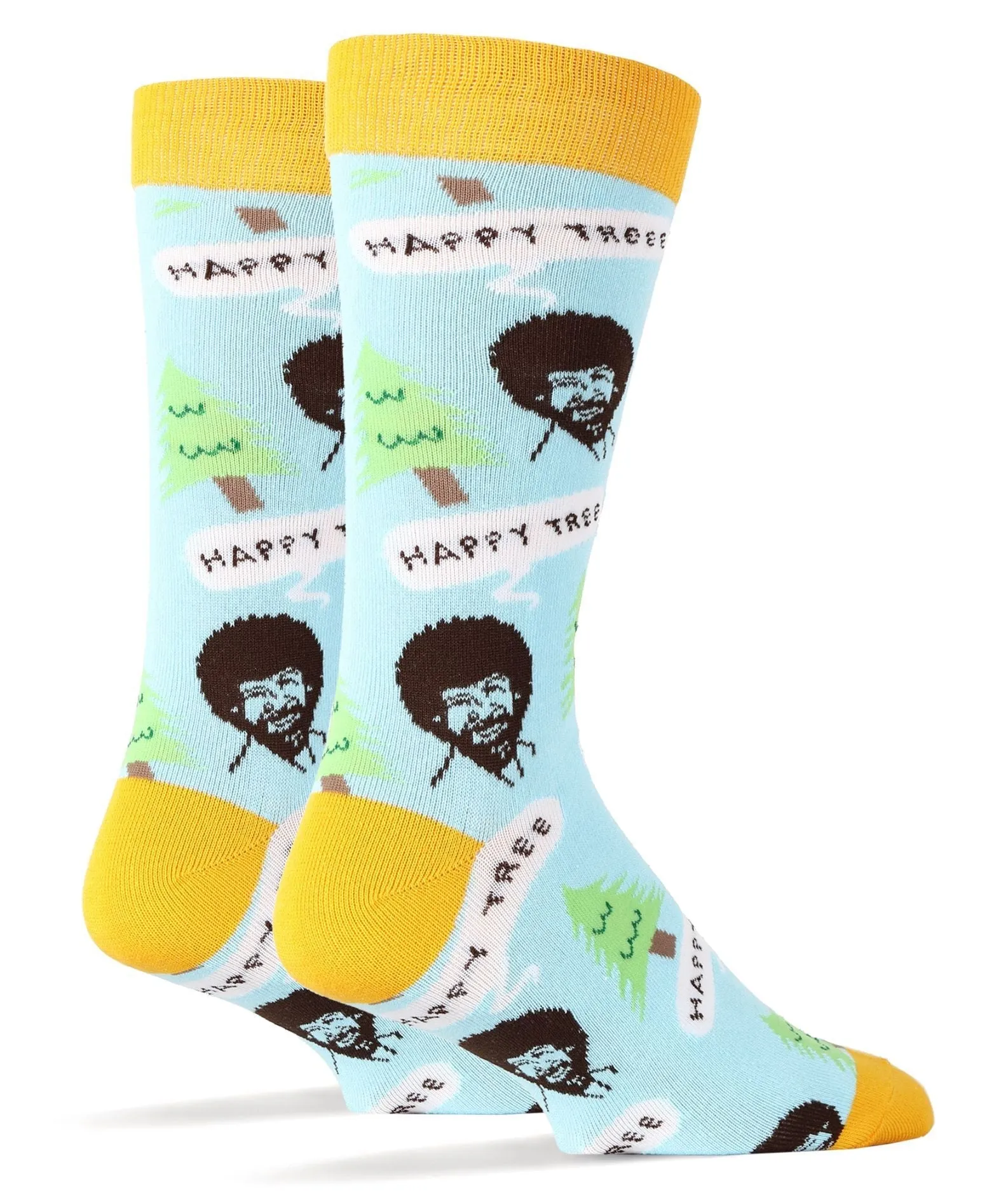 Bob Ross Happy Tree Blue Socks