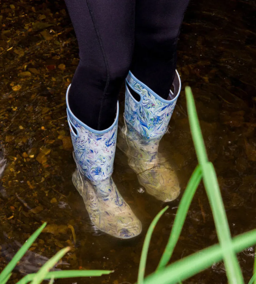 Bogs Women's Rainboot Marble Blue Multi