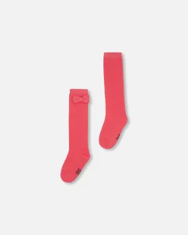 Bow Knee Socks Magenta