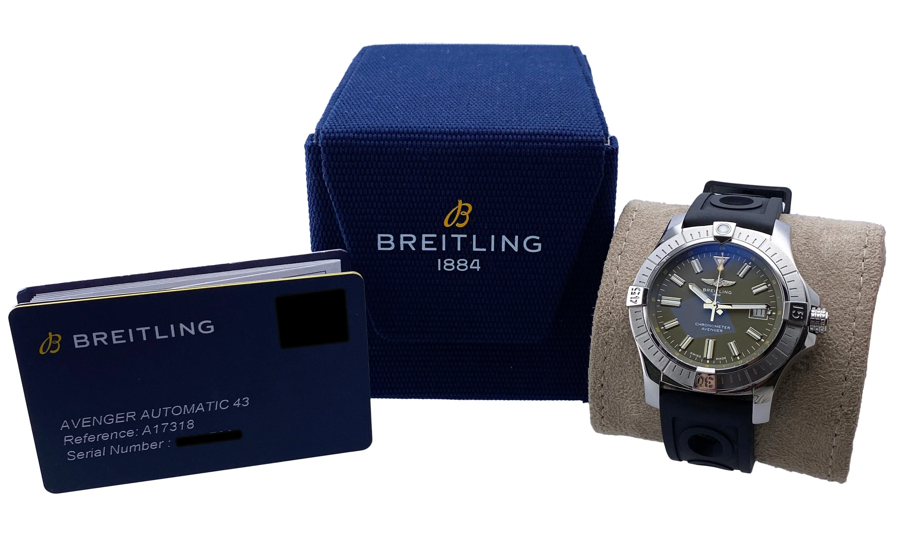 Breitling Avenger Automatic 43 A17318 Green Dial Mens Watch Box Papers