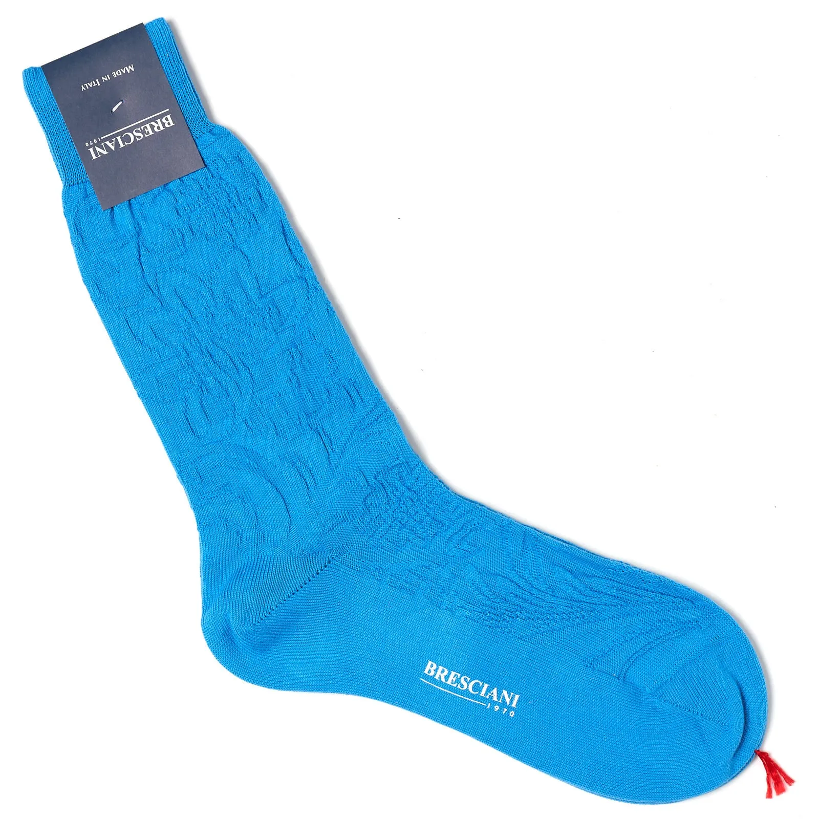 BRESCIANI Cotton Stitch Design Mid Calf Length Socks US M-L