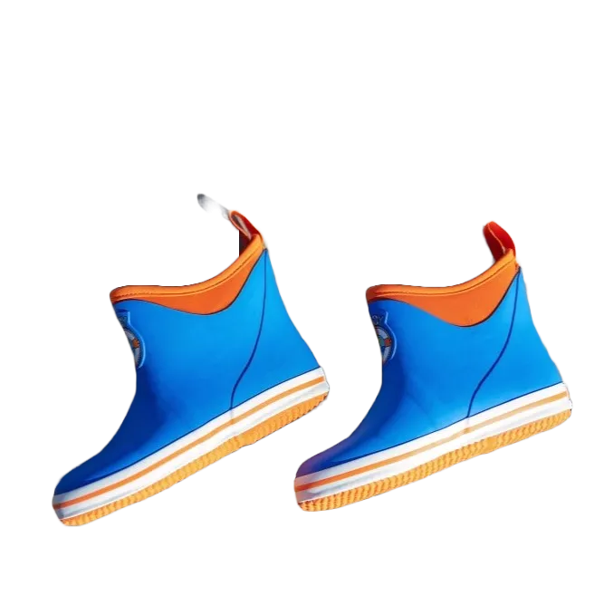 Buoy Children's Blue & Orange Rubber Slip On Deck Boots BB103