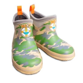 Buoy Children's Camo Rubber Slip On Deck Boots BB106