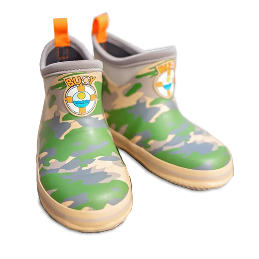 Buoy Children's Camo Rubber Slip On Deck Boots BB106