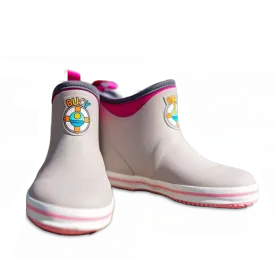 Buoy Children's Pink & Grey Rubber Slip On Deck Boots BB104