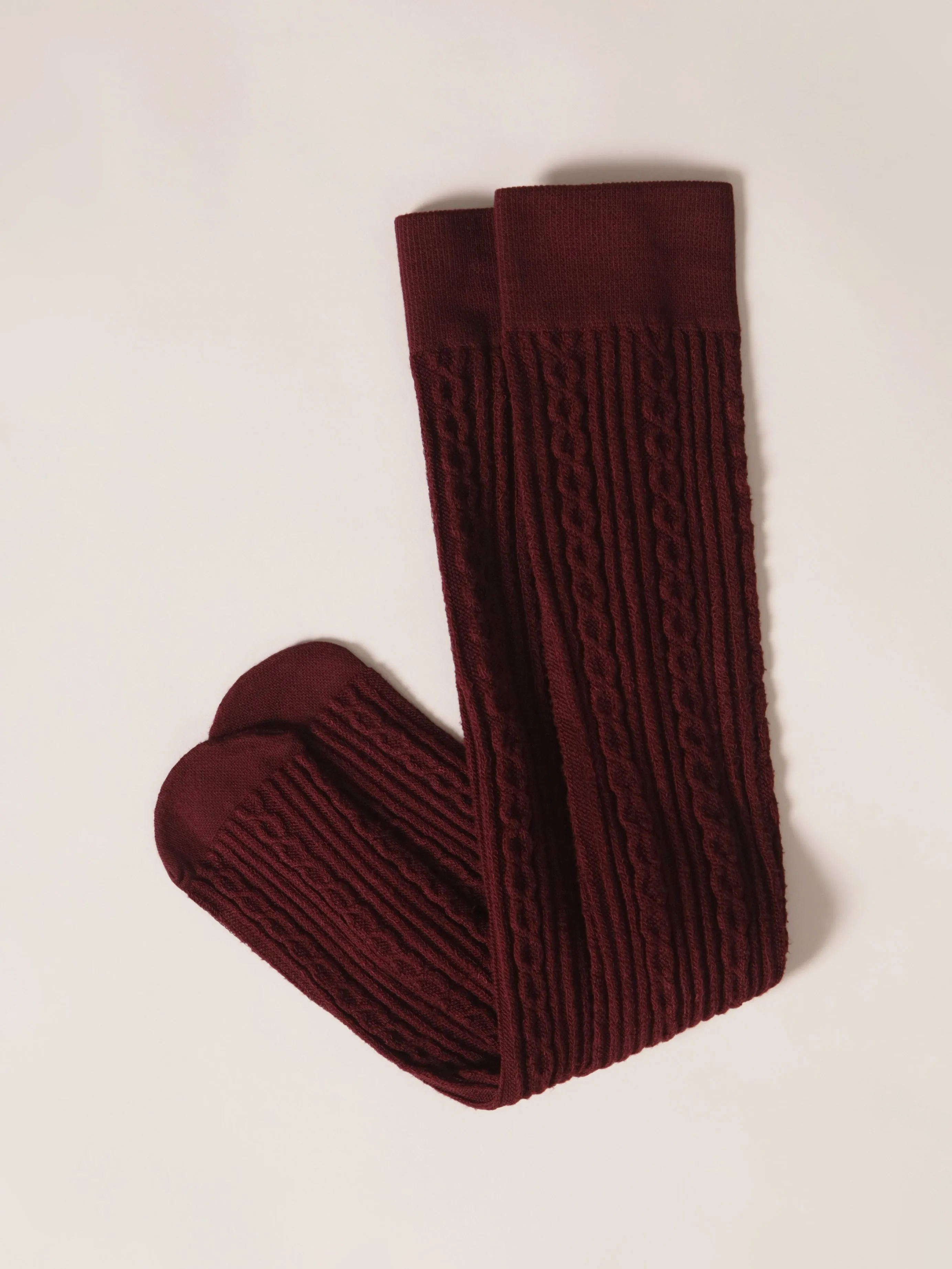 Burgundy Cable Knit OTK socks