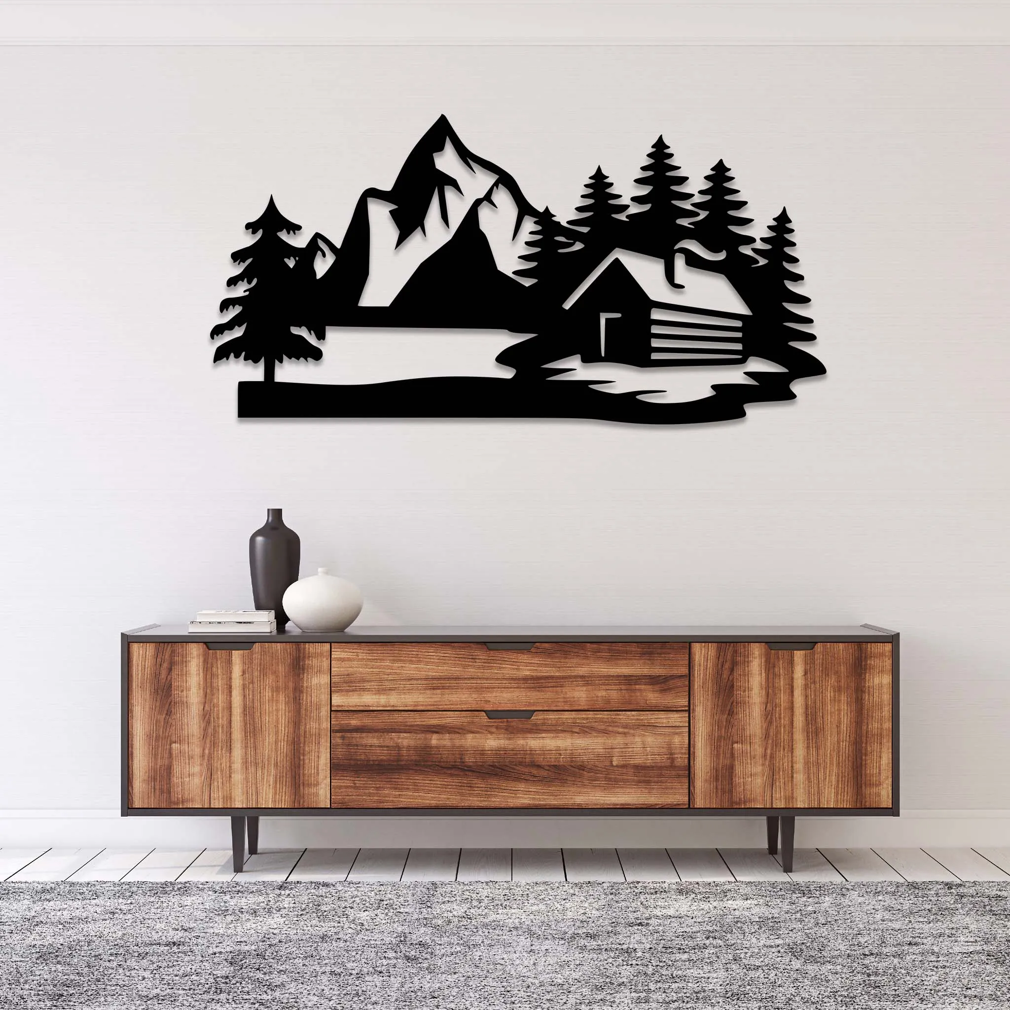 Cabin Scenery - Metal Wall Art