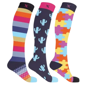 Cactus Puzzles Compression Socks (3-Pairs)