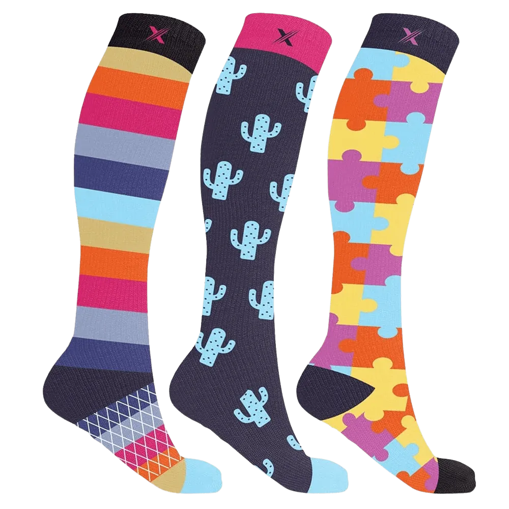 Cactus Puzzles Compression Socks (3-Pairs)