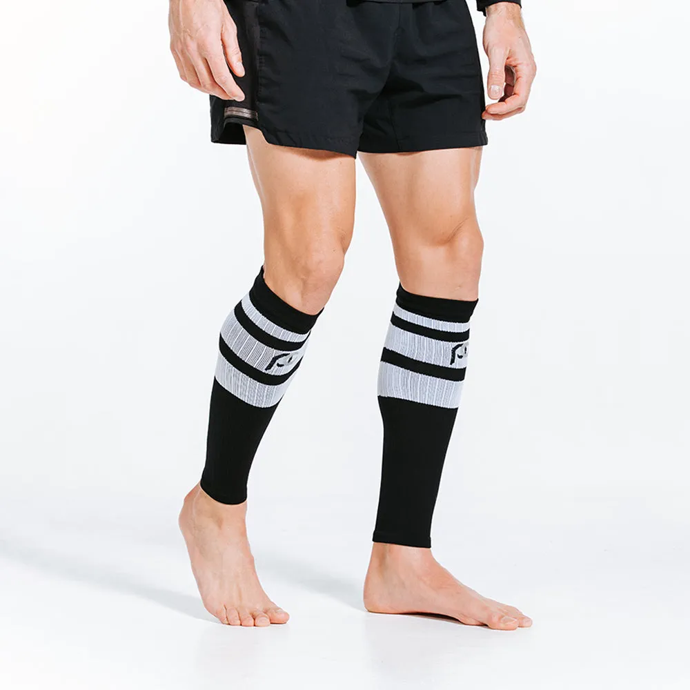 Calf Sleeves, Black Classic Stripe