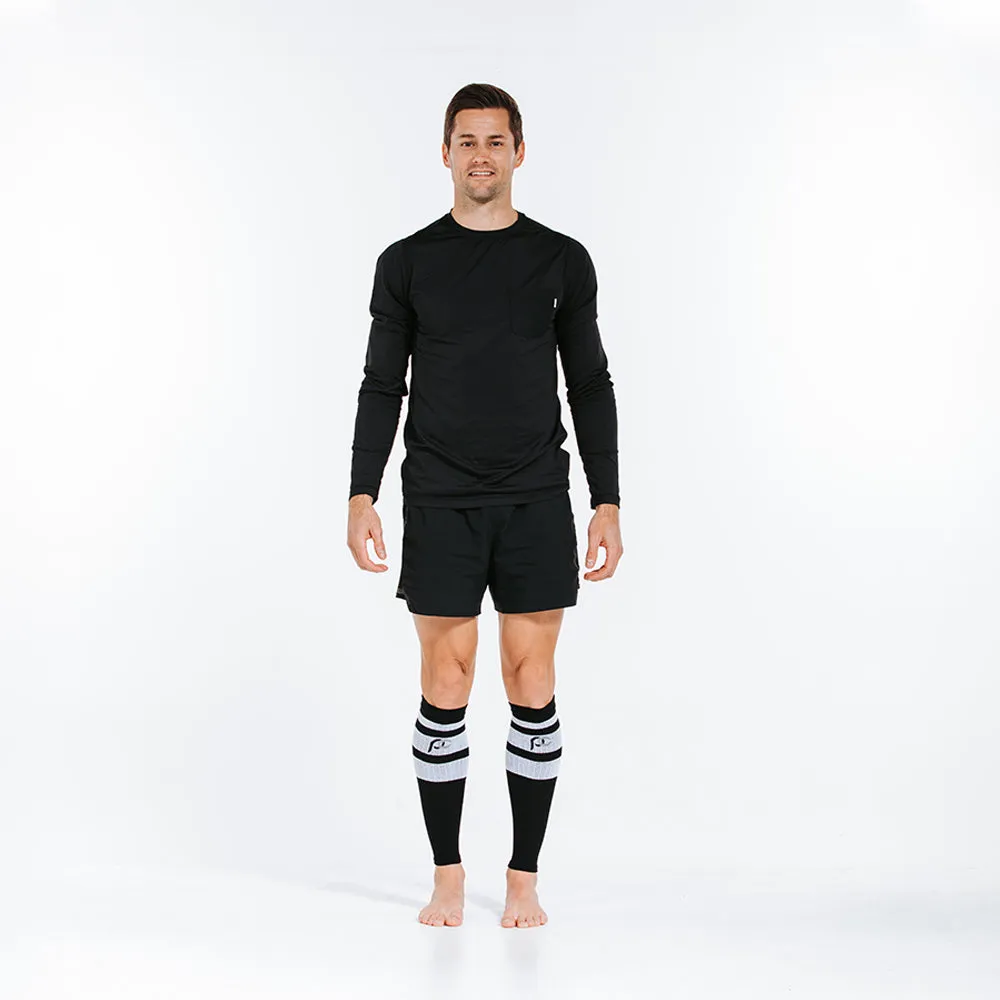 Calf Sleeves, Black Classic Stripe