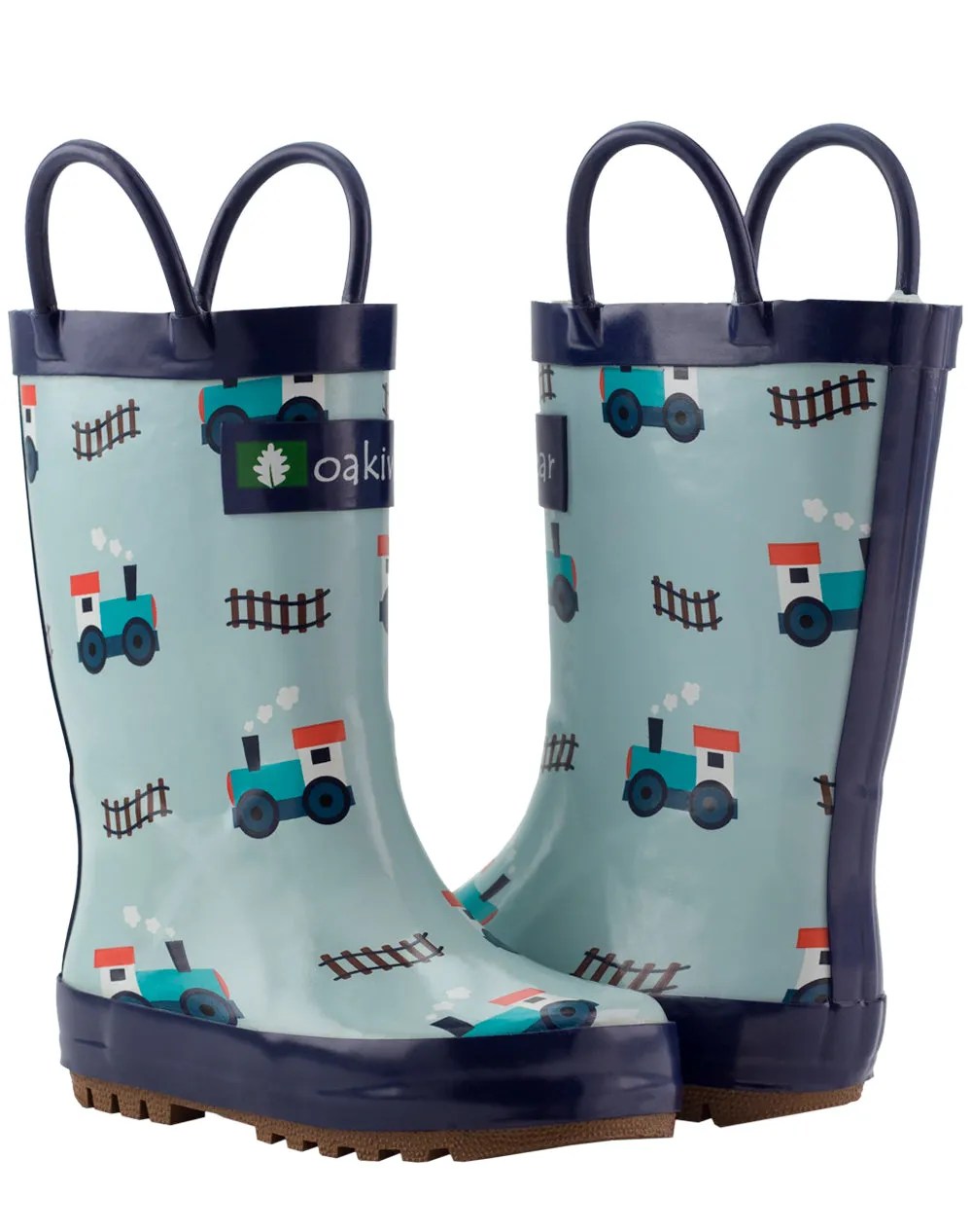 CHILDREN’S RUBBER RAIN BOOTS TRAINS & TRACKS