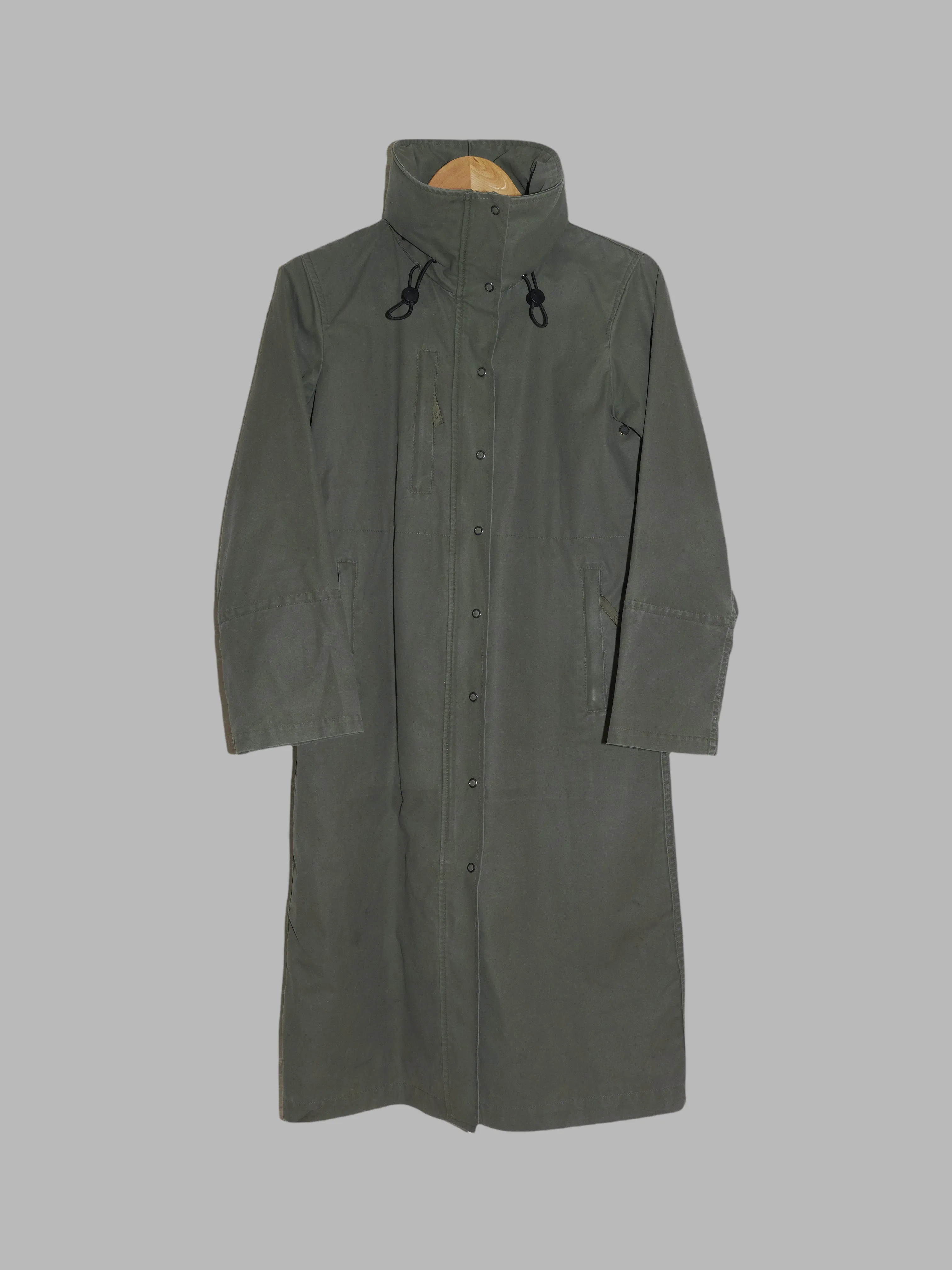 Christophe Lemaire 1990s - 2000s khaki canvas high neck hooded coat - 1 S