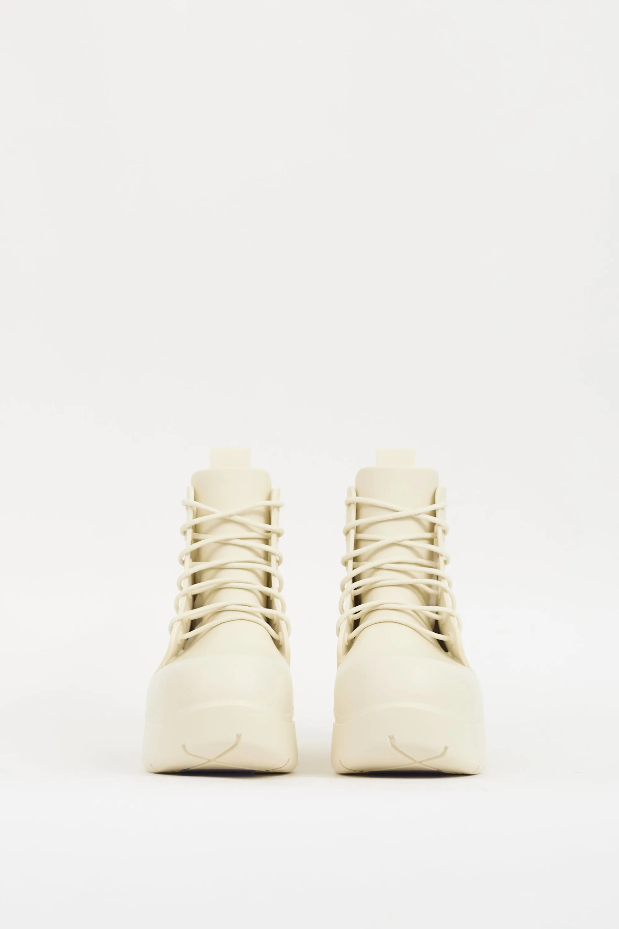 Cream Rubber Puddle Lace Up Ankle Boot