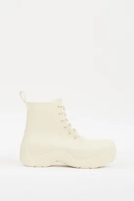 Cream Rubber Puddle Lace Up Ankle Boot