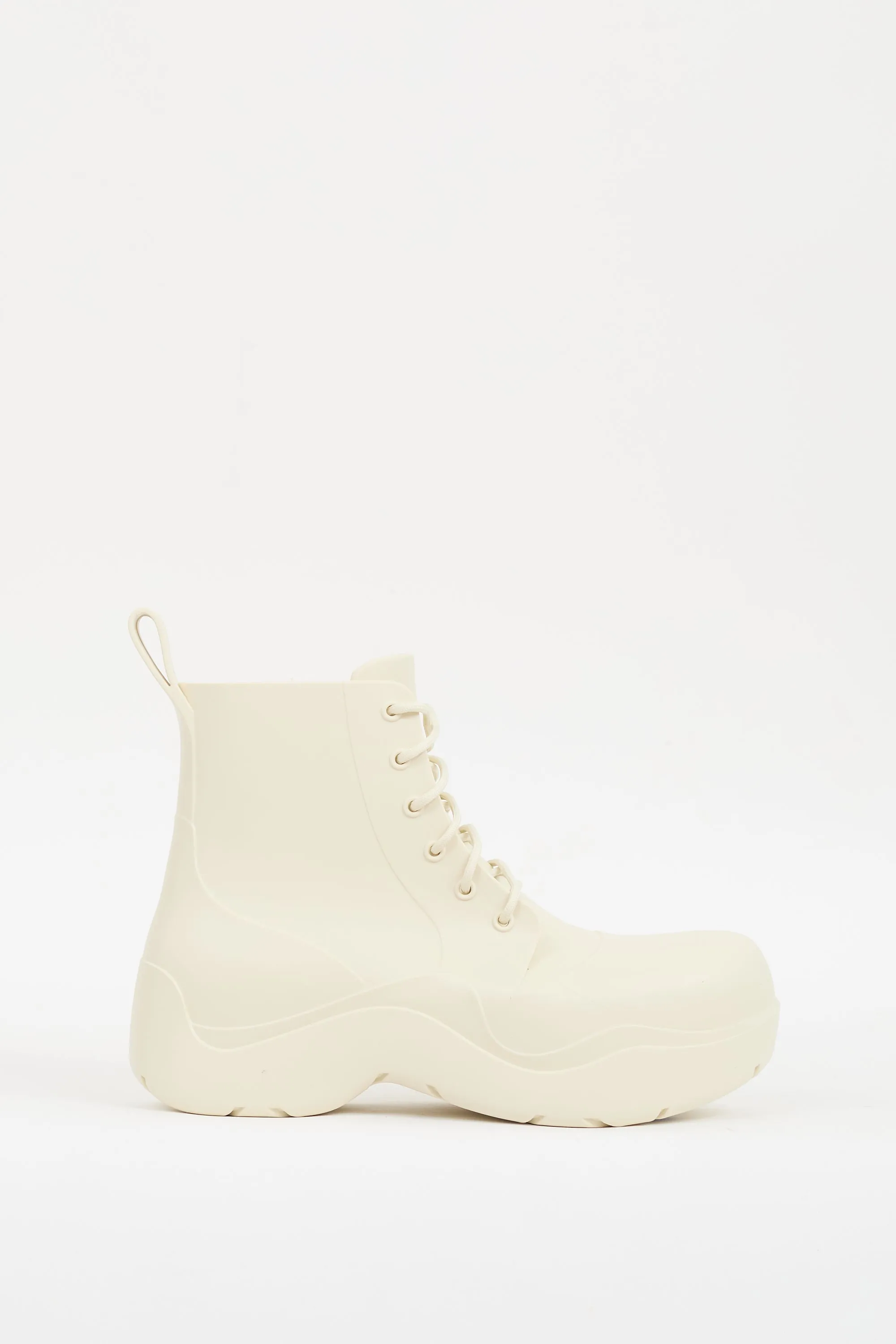 Cream Rubber Puddle Lace Up Ankle Boot