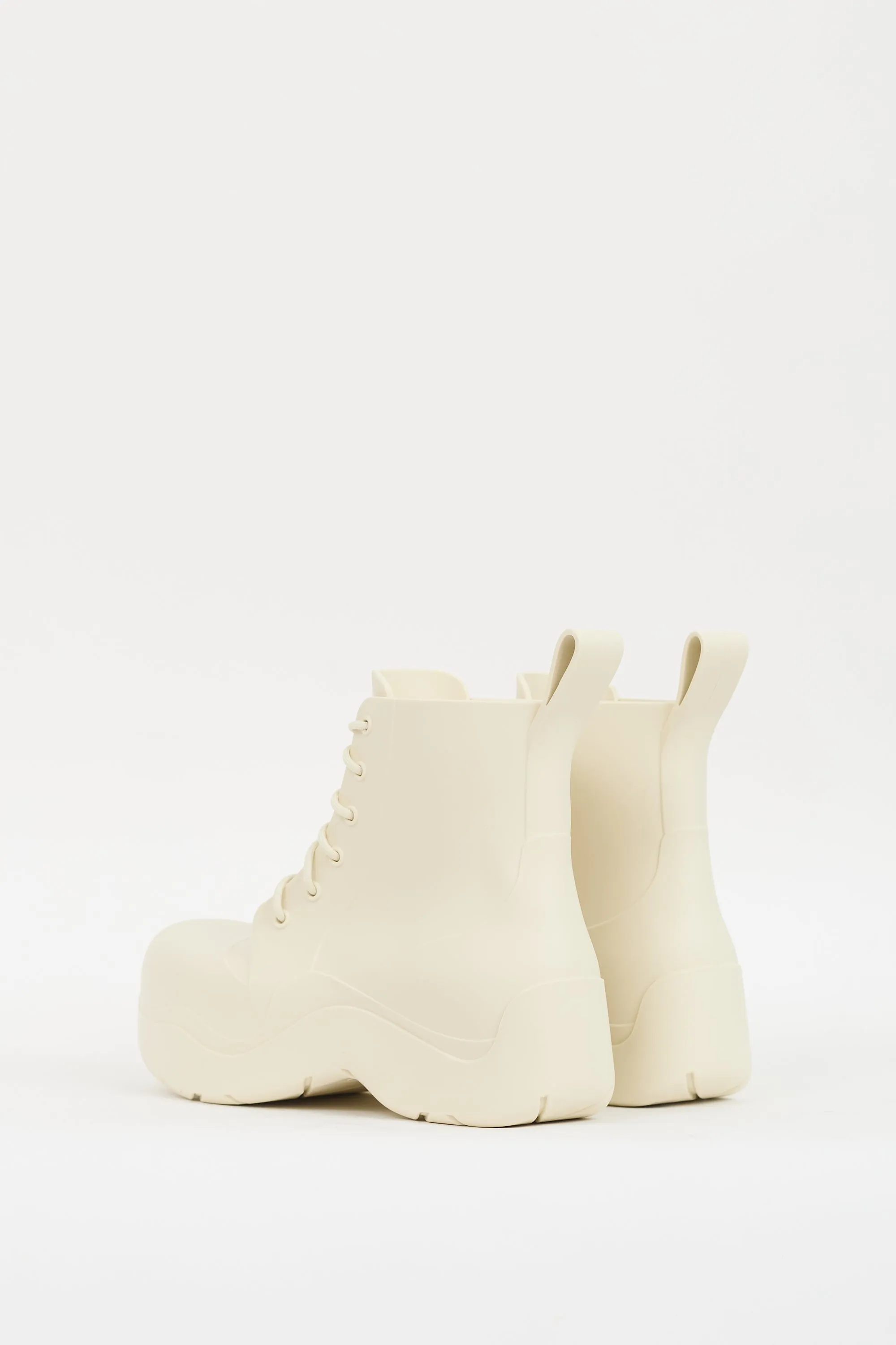 Cream Rubber Puddle Lace Up Ankle Boot