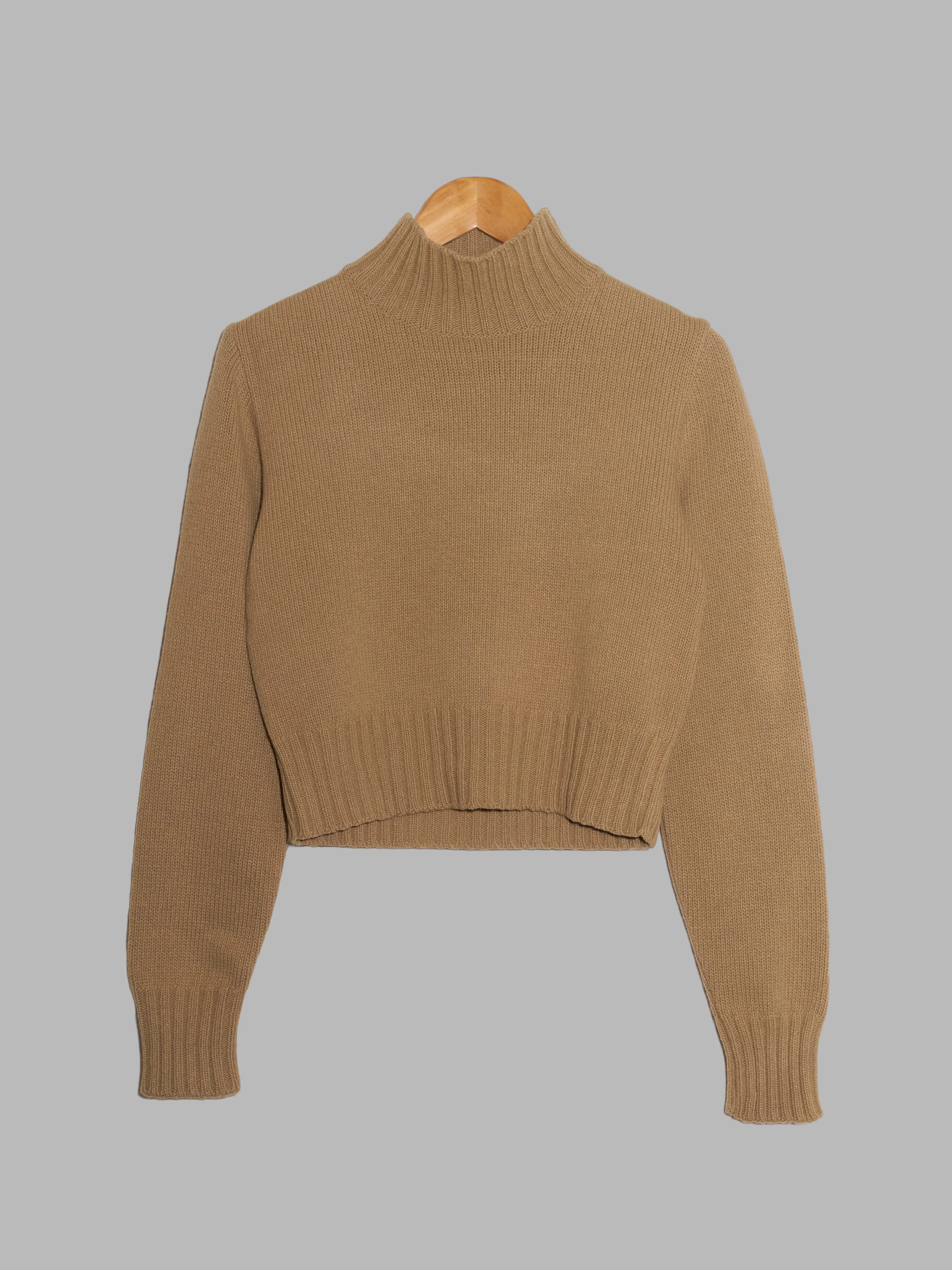 Dirk Bikkembergs 1990s 2000s cropped beige wool blend turtleneck - M