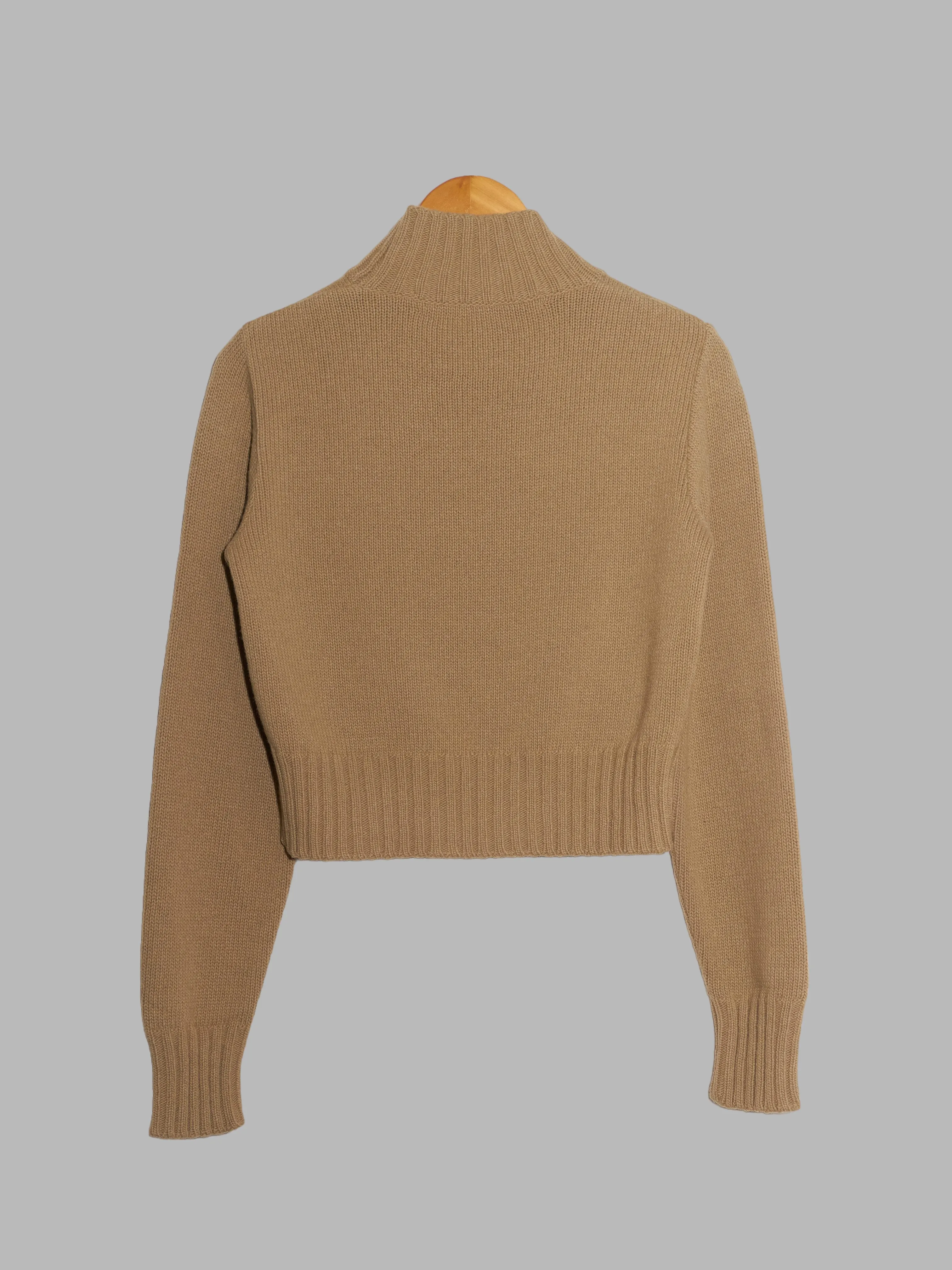 Dirk Bikkembergs 1990s 2000s cropped beige wool blend turtleneck - M