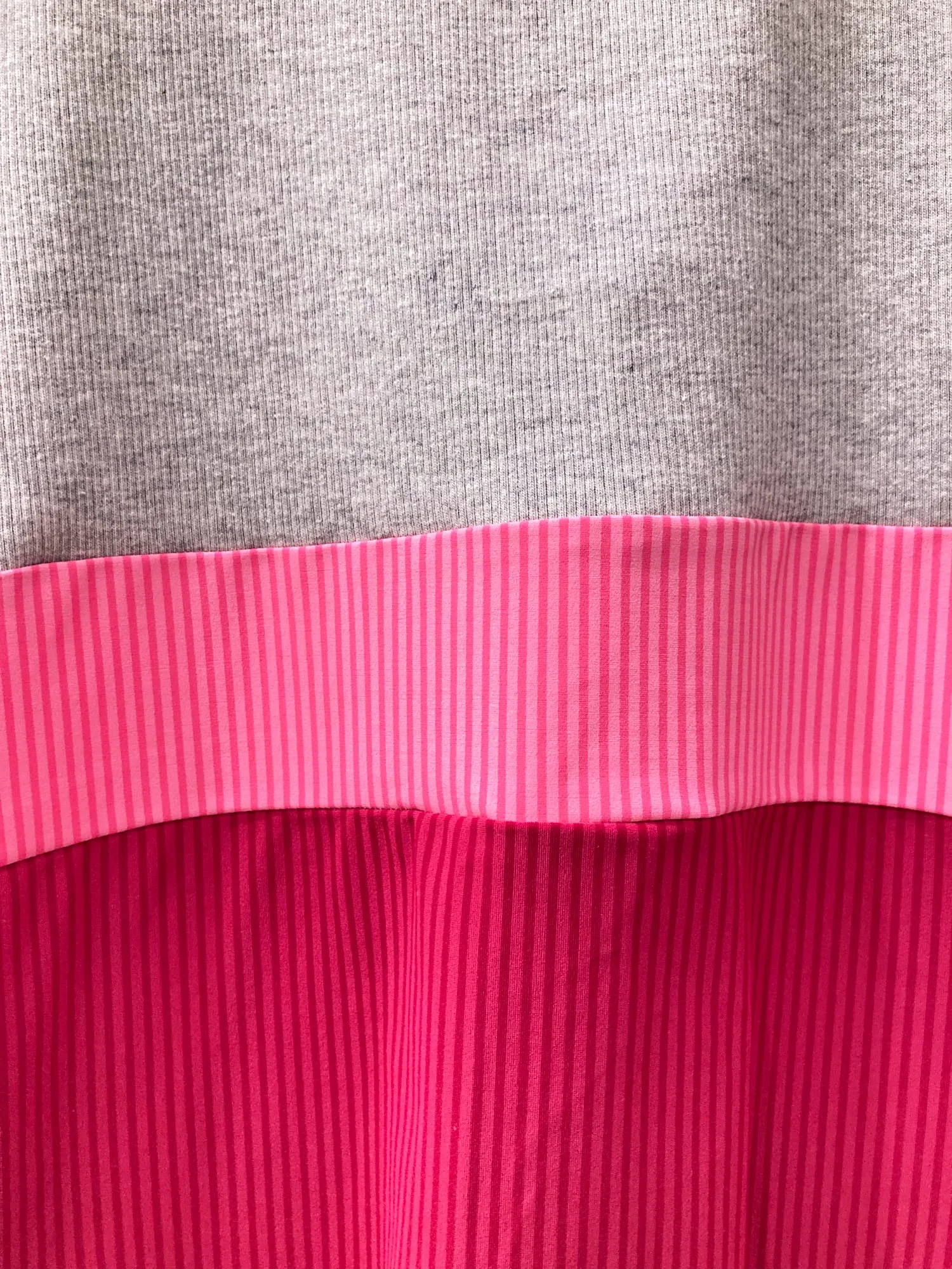 Dirk Bikkembergs grey marle rib knit tank top with striped pink panels