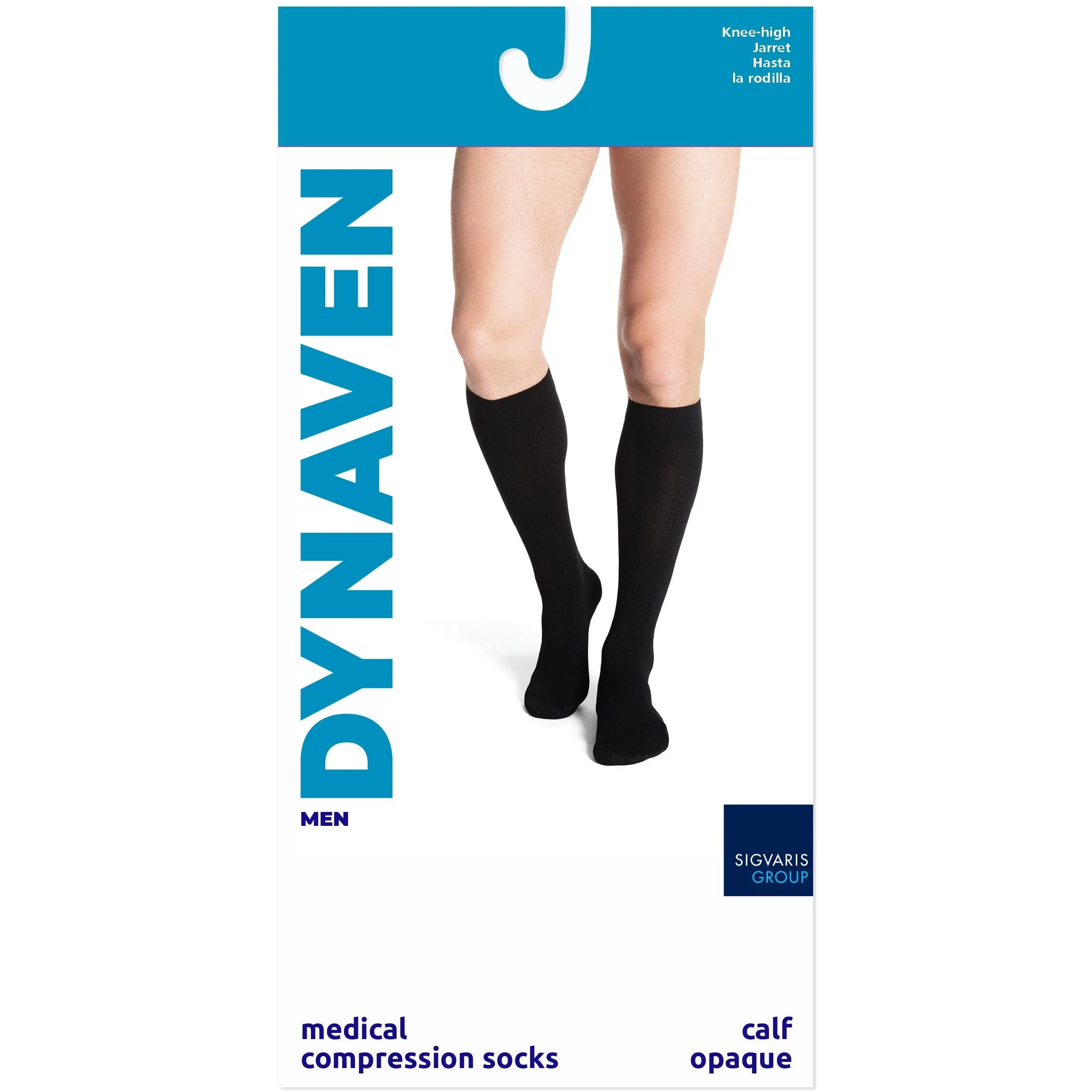 Dynaven Opaque Ribbed Men's Knee High 30-40 mmHg