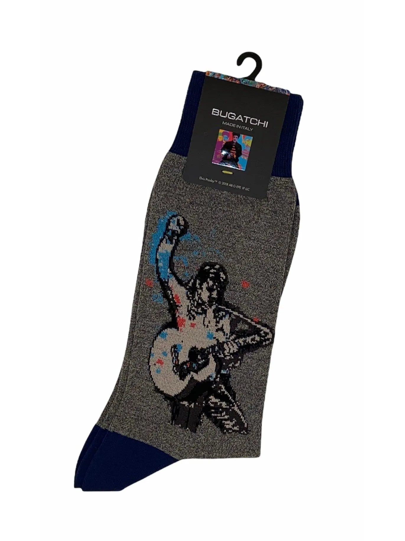 Elvis Guitar Rock Socks- Light Grey