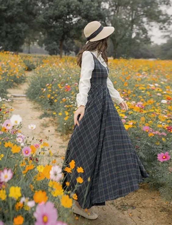 Embroidery Plaid Dress