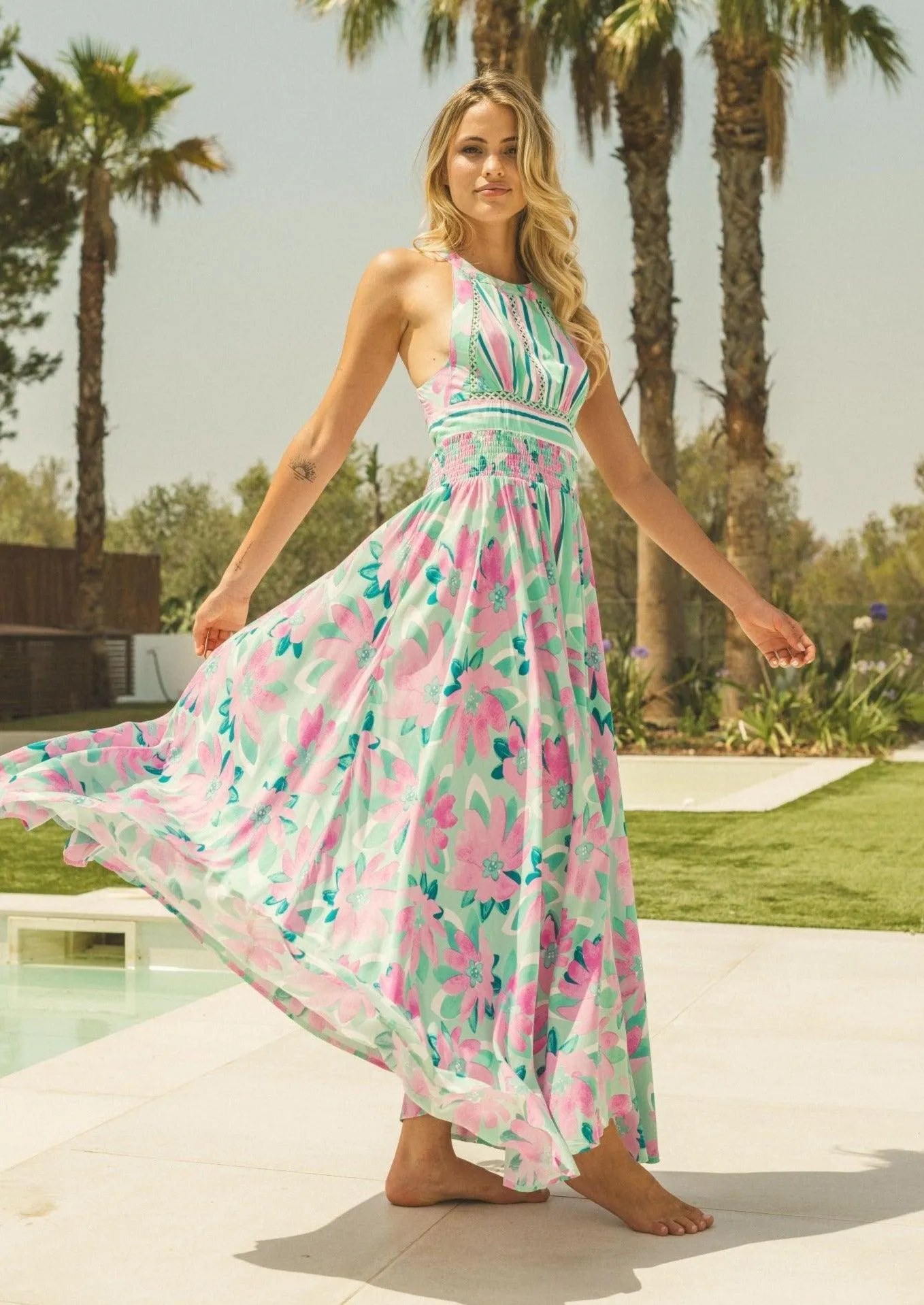 Endless Summer Maxi Dress in Petal Aqua Print