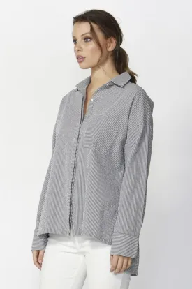 Fate   Becker Live-In Oversized Shirt in Grey White Stripe