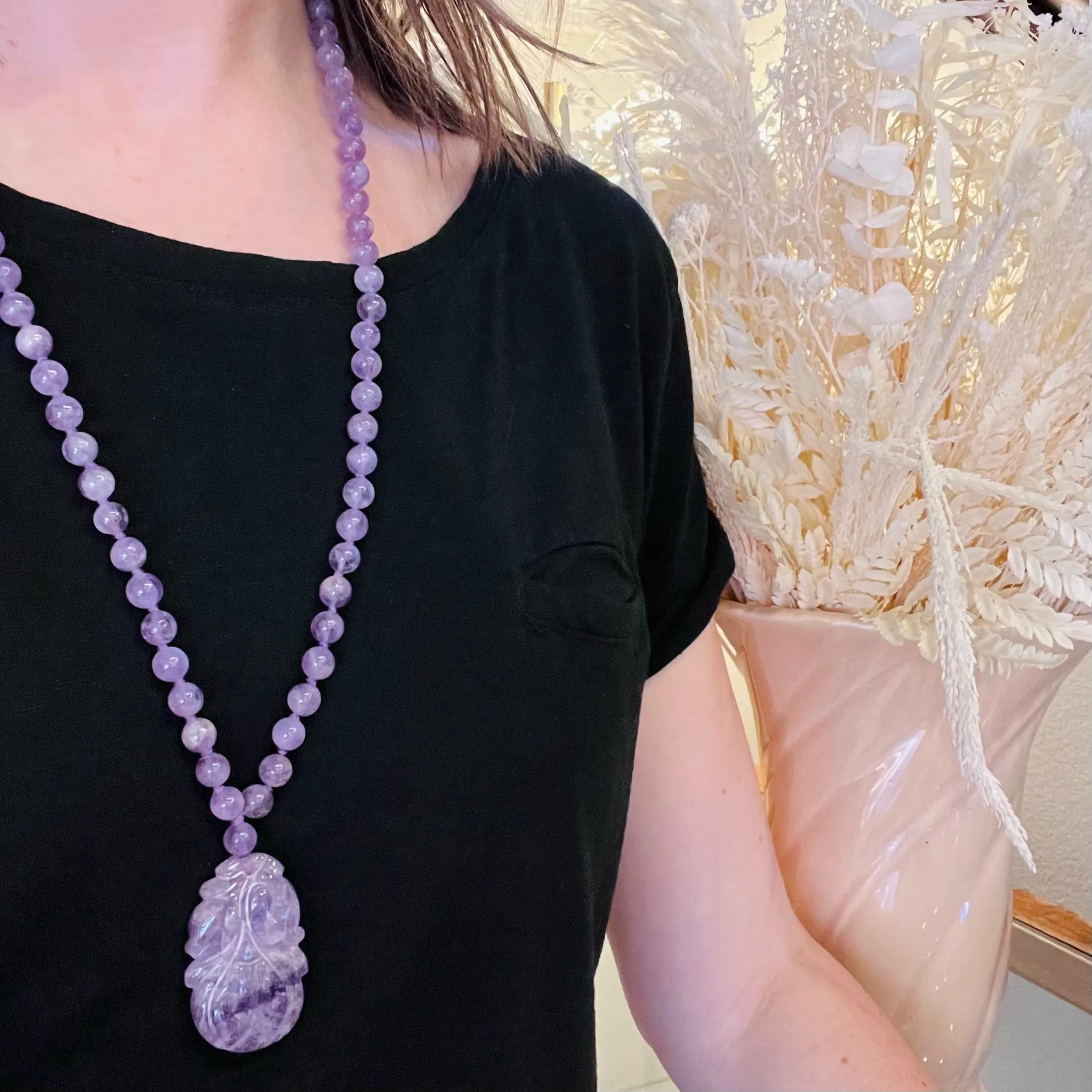 Felicitous Chinese Amethyst Plum Necklace